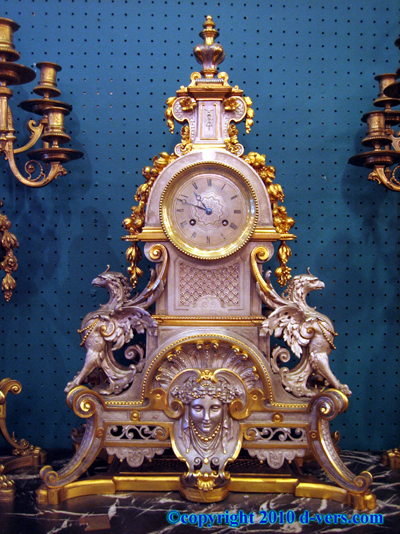 Empire Style 3 Piece Garniture Ormolu Silver Gilded 19th Century Empire Style 3 Piece Garniture Ormolu Silver Gilded 19th Century