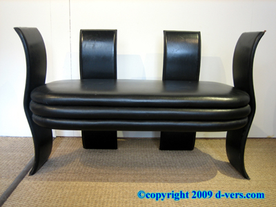 Art Deco Settee Reversible Black Leather French 20th Century Art Deco Settee Reversible Black Leather French 20th Century