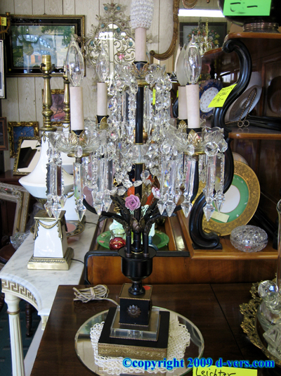 Lamp Cut Crystal Porcelain Flowers Electrified Candelabra Lamp Cut Crystal Porcelain Flowers Electrified Candelabra
